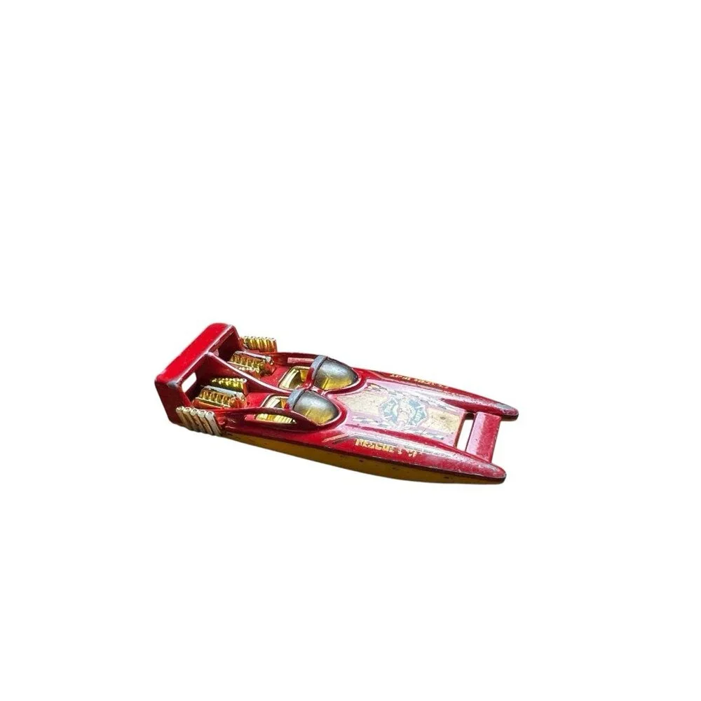 2008 HOT WHEELS H2GO RESCUE UNIT BOAT‎ 1/64 DIECAST RED & GOLD & YELLOW